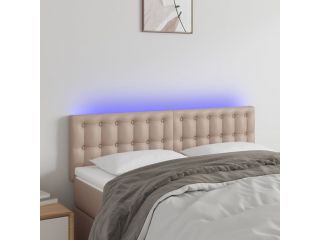 vidaXL Čelo postele s LED cappuccino 144x5x78/88 cm umělá kůže