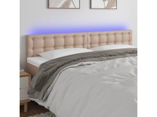 vidaXL Čelo postele s LED cappuccino 160x5x78/88 cm umělá kůže