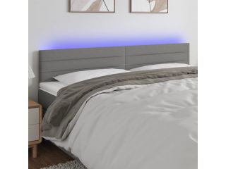 vidaXL Čelo postele s LED tmavě šedé 180x5x78/88 cm textil