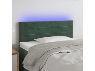 Čelo postele s LED tmavě zelené 80 x 5 x 78/88 cm samet