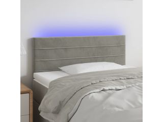 Čelo postele s LED světle šedé 100 x 5 x 78/88 cm samet