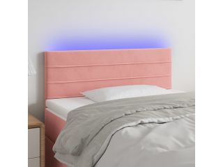 Čelo postele s LED růžové 100x5x78/88 cm samet