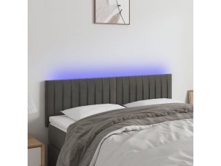 vidaXL Čelo postele s LED tmavě šedé 144x5x78/88 cm samet