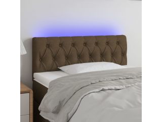 Čelo postele s LED tmavě hnědé 100 x 7 x 78/88 cm textil