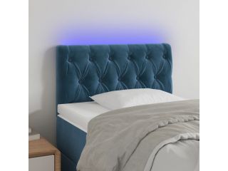vidaXL Čelo postele s LED tmavě modré 80 x 7 x 78/88 cm samet