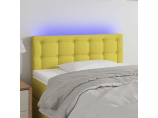 Čelo postele s LED zelené 90x5x78/88 cm textil