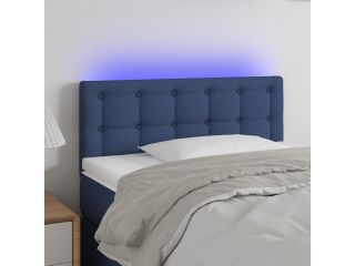 vidaXL Čelo postele s LED modré 100x5x78/88 cm textil