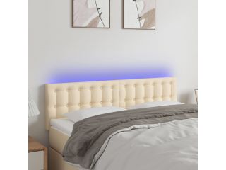 vidaXL Čelo postele s LED krémové 144x5x78/88 cm textil