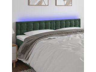 vidaXL Čelo postele s LED tmavě zelené 160x5x78/88 cm samet
