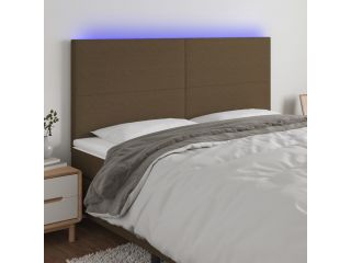 vidaXL Čelo postele s LED tmavě hnědé 160x5x118/128 cm textil