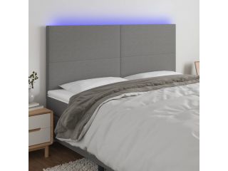 Čelo postele s LED tmavě šedé 200x5x118/128 cm textil
