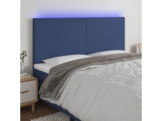 Čelo postele s LED modrá 200x5x118/128 cm textil