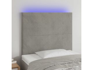 Čelo postele s LED světle šedé 80x5x118/128 cm samet