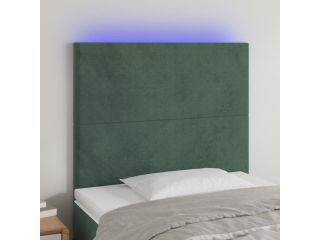 vidaXL Čelo postele s LED tmavě zelená 90x5x118/128 cm samet