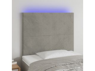 Čelo postele s LED světle šedé 100x5x118/128 cm samet