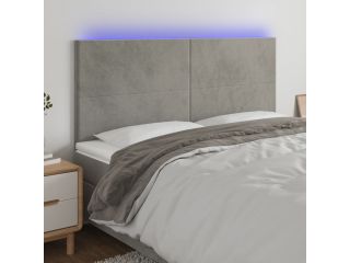 Čelo postele s LED světle šedé 160x5x118/128 cm samet