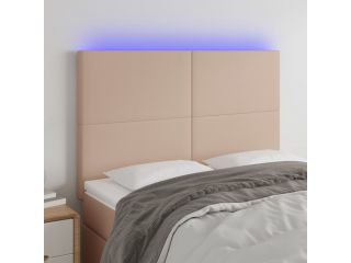 vidaXL Čelo postele s LED cappuccino 144x5x118/128 cm umělá kůže