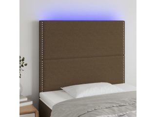 Čelo postele s LED tmavě hnědé 100x5x118/128 cm textil