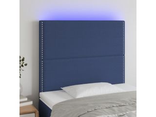 Čelo postele s LED modré 100x5x118/128 cm textil