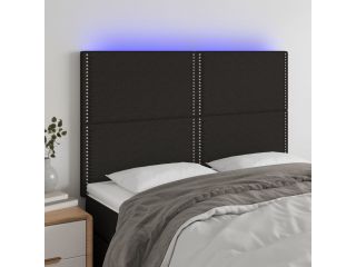 Čelo postele s LED černé 144x5x118/128 cm textil