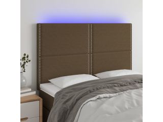 Čelo postele s LED tmavě hnědé 144x5x118/128 cm textil