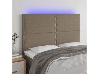 Čelo postele s LED taupe 144x5x118/128 cm textil
