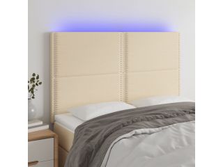 Čelo postele s LED krémové 144x5x118/128 cm textil
