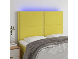 Čelo postele s LED zelené 144x5x118/128 cm textil
