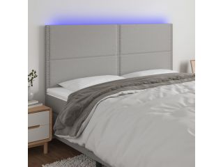 Čelo postele s LED světle šedé 200x5x118/128 cm textil