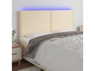 vidaXL Čelo postele s LED krémová 200x5x118/128 cm textil