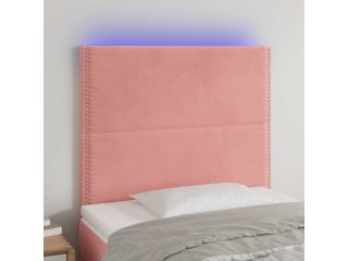 vidaXL Čelo postele s LED růžové 90x5x118/128 cm samet