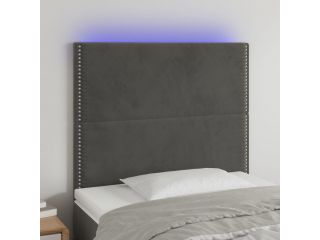 Čelo postele s LED tmavě šedé 100x5x118/128 cm samet