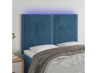 vidaXL Čelo postele s LED tmavě modré 144x5x118/128 cm samet