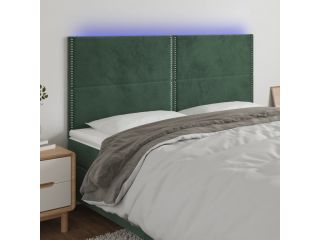 vidaXL Čelo postele s LED tmavě zelená 160x5x118/128 cm samet