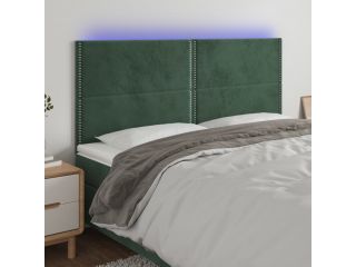 vidaXL Čelo postele s LED tmavě zelená 180x5x118/128 cm samet
