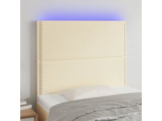 Čelo postele s LED krémové 80x5x118/128 cm umělá kůže