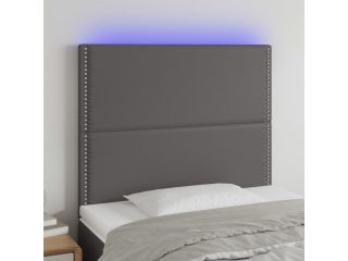 vidaXL Čelo postele s LED šedé 80x5x118/128 cm umělá kůže