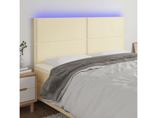 vidaXL Čelo postele s LED krémové 160x5x118/128 cm umělá kůže