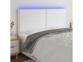 Čelo postele s LED bílé 200x5x118/128 cm umělá kůže
