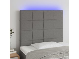 Čelo postele s LED tmavě šedé 80x5x118/128 cm textil