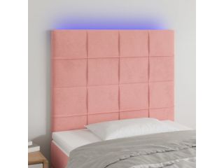 vidaXL Čelo postele s LED růžové 80x5x118/128 cm samet