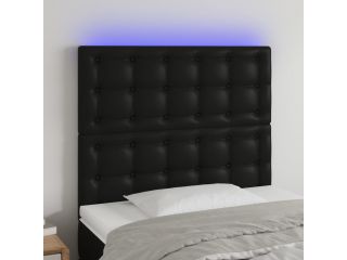 Čelo postele s LED černé 80x5x118/128 cm umělá kůže