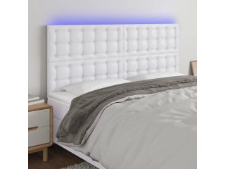 Čelo postele s LED bílé 180x5x118/128 cm umělá kůže