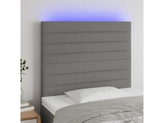 vidaXL Čelo postele s LED tmavě šedé 90x5x118/128 cm textil
