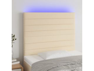 vidaXL Čelo postele s LED krémové 100x5x118/128 cm textil