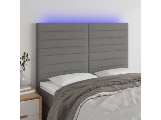 Čelo postele s LED tmavě šedé 144x5x118/128 cm textil
