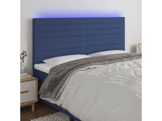 vidaXL Čelo postele s LED modré 180x5x118/128 cm textil