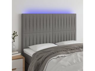 vidaXL Čelo postele s LED tmavě šedé 144x5x118/128 cm textil