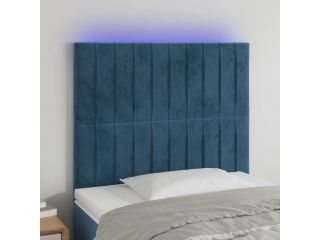 Čelo postele s LED tmavě modré 80x5x118/128 cm samet