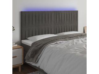 Čelo postele s LED tmavě šedé 200x5x118/128 cm samet